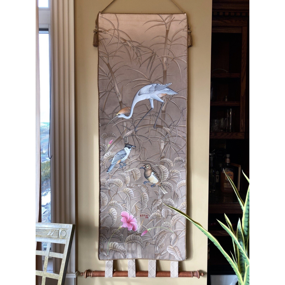 Vintage Original Art Kamasan Bali Indonesia acrylic on canvas Scroll Painting